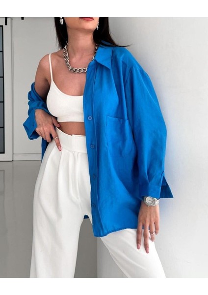 Kadın Omzu Düşük Oversize Gömlek