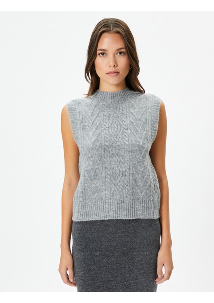 Dik Yaka Süveter Saç Örgüsü Motifli modelleri