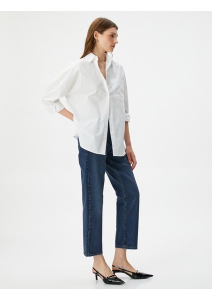 Straight Jean Kot Pantolon Düz Paça Esnemeyen Pamuklu Cepli - Eve Jean fiyatları