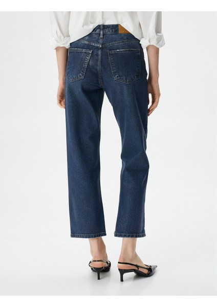 Straight Jean Kot Pantolon Düz Paça Esnemeyen Pamuklu Cepli - Eve Jean fırsatları