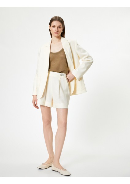 Keten Şort Kemer Detaylı Cepli Pensli fiyatları