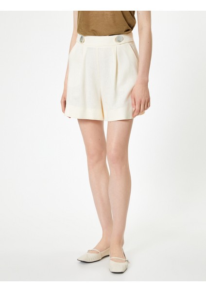 Keten Şort Kemer Detaylı Cepli Pensli modelleri