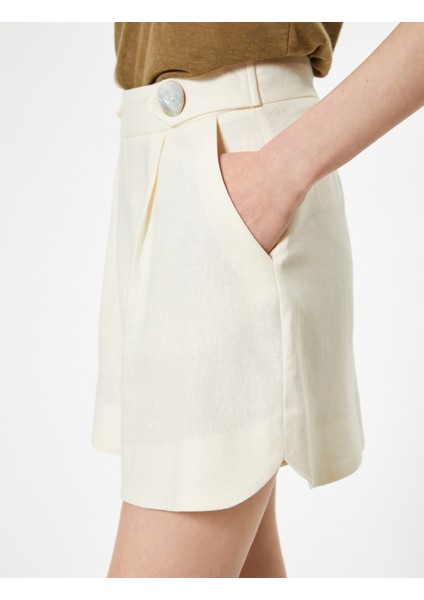 Keten Şort Kemer Detaylı Cepli Pensli indirimleri