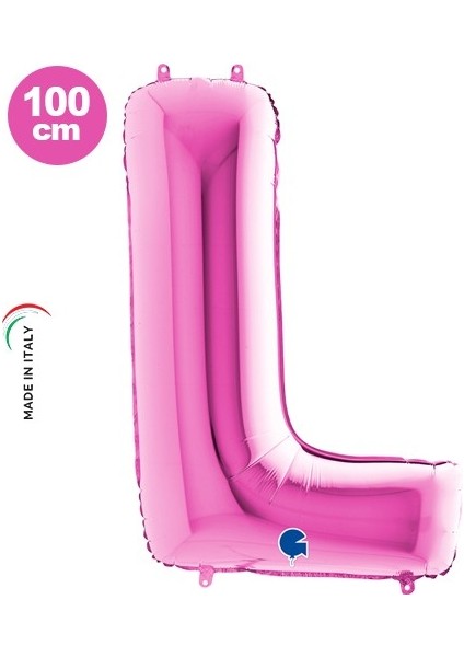 L - Harf Folyo Balon Pembe (100 Cm)
