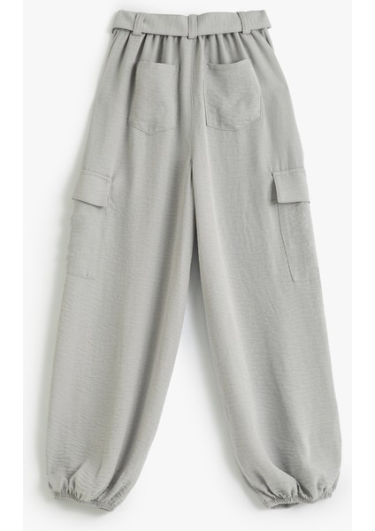Jogger Pantolon Kargo Cepli Beli Bağlamalı Kemer Detaylı