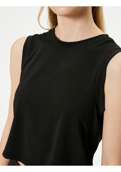 Spor Crop Kolsuz Tişört Bisiklet Yaka Rahat Kalıp indirimleri