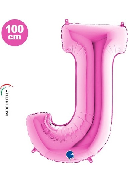 J - Harf Folyo Balon Pembe (100 Cm)