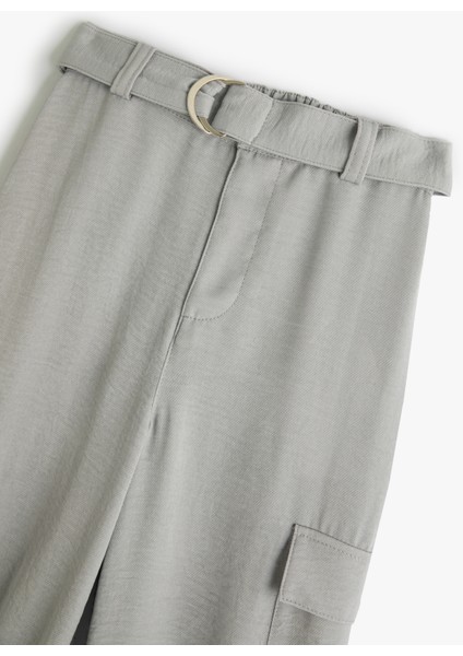 Jogger Pantolon Kargo Cepli Beli Bağlamalı Kemer Detaylı