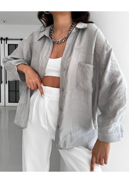 Kadın Omzu Düşük Oversize Gömlek