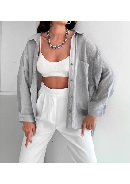 Kadın Omzu Düşük Oversize Gömlek
