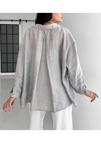 Kadın Omzu Düşük Oversize Gömlek