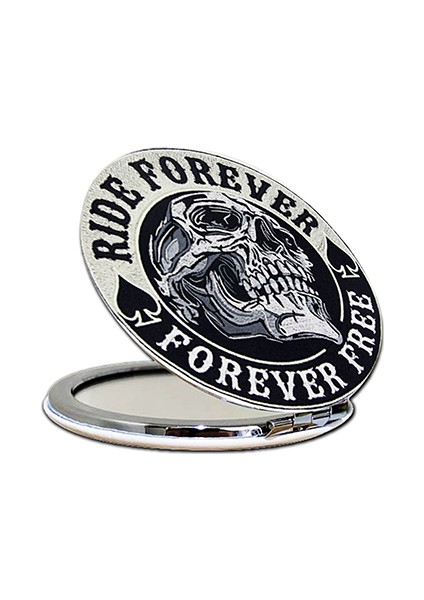 Rıde Forever Baskılı Ayna Yuvarlak Kişiye Özel Isim Baskılı Cep Aynası 7 Cm (Kapaklı Ve Büyüteçli)