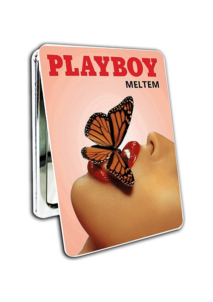 Playboy Baskılı Dikdörtgen Kişiye Özel Isim Baskılı Cep Aynası 8x6 Cm (Kapaklı Ve Büyüteçli)