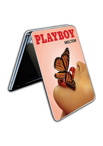 Playboy Baskılı Dikdörtgen Kişiye Özel Isim Baskılı Cep Aynası 8x6 Cm (Kapaklı Ve Büyüteçli) fiyatları