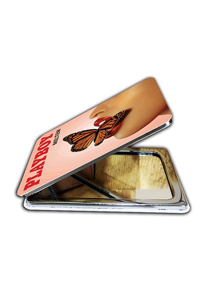 Playboy Baskılı Dikdörtgen Kişiye Özel Isim Baskılı Cep Aynası 8x6 Cm (Kapaklı Ve Büyüteçli) modelleri
