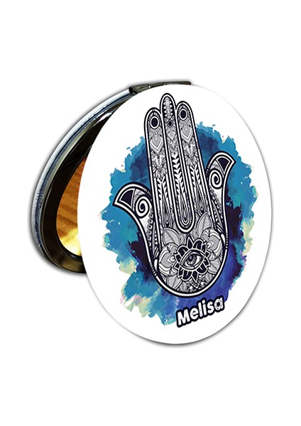 Fatıma'nın Eli Baskılı Ayna Yuvarlak Kişiye Özel Isim Baskılı Cep Aynası 7 Cm (Kapaklı Ve Büyüteçli) modelleri