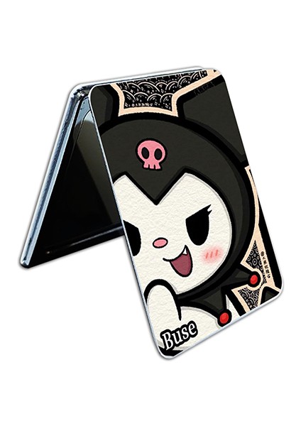 Kuromi Baskılı Dikdörtgen Kişiye Özel Isim Baskılı Cep Aynası 8x6 Cm (Kapaklı Ve Büyüteçli) modelleri
