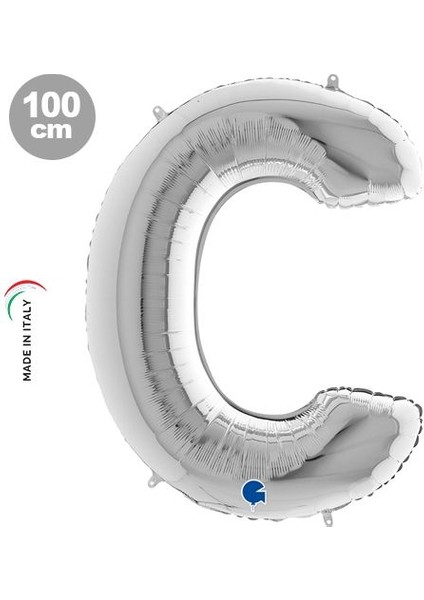 C - Harf Folyo Balon Gümüş (100 Cm)