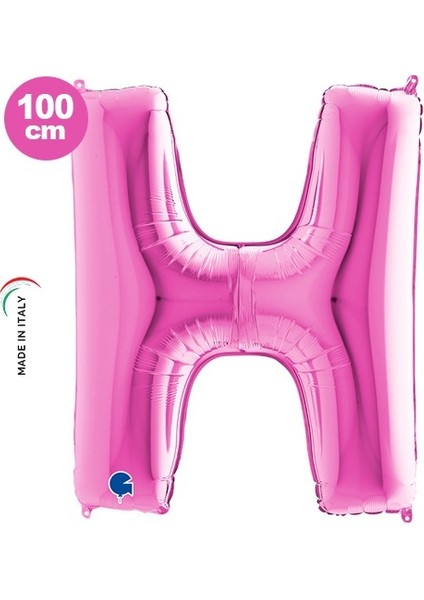 H - Harf Folyo Balon Pembe (100 Cm)
