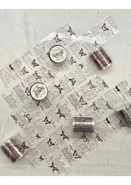 Butterfly Şeffaf İngilizce Yazılı Kelebek Desenli 3m Washi Bant/Masking Tape/Desenli Bant/Etiket/Çıkartma/Bullet Journal fiyatları