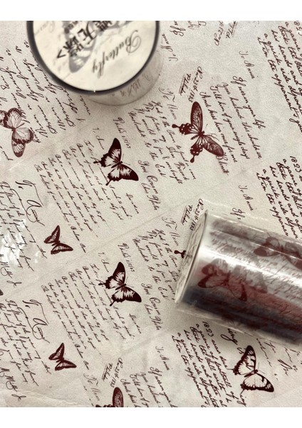 Butterfly Şeffaf İngilizce Yazılı Kelebek Desenli 3m Washi Bant/Masking Tape/Desenli Bant/Etiket/Çıkartma/Bullet Journal indirimleri