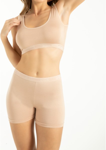 Kadın Bambu Mini Tayt Nefes Alan Yumuşak Dokulu Slim Fit İç Giyim Ten Renk
