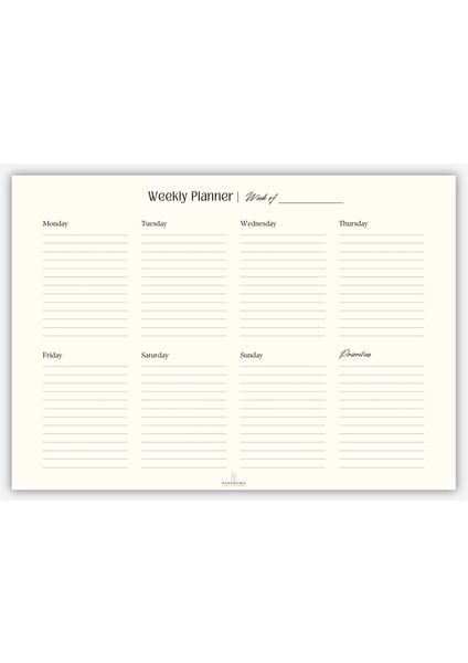 Masaüstü Haftalık Planlayıcı - Yüksek Kaliteli Sayfalar - Minimal Tasarım fiyatları