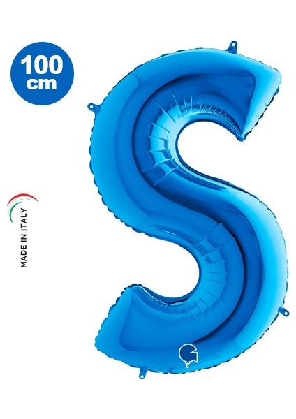 S - Harf Folyo Balon Mavi (100 Cm)