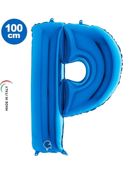 P - Harf Folyo Balon Mavi (100 Cm)