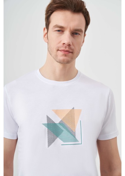 Erkek Beyaz Trend Süprem Baskılı Bisiklet Yaka Dynamic Fit T-Shirt fiyatları