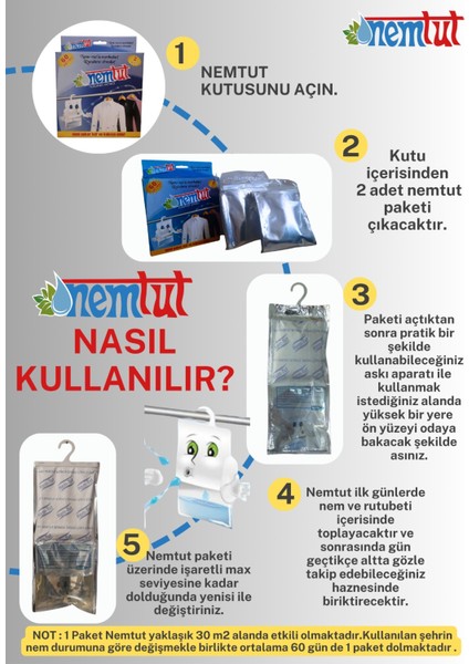 Nem Alici Rutubet Giderici Küf Ve Korozyon Önleyici Koku Giderici 5 KG (5 Kutu/10 Paket)