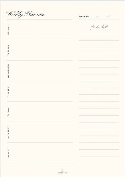 Masaüstü Haftalık Planlayıcı - Yüksek Kaliteli Sayfalar - Minimal Dikey Tasarım fiyatları