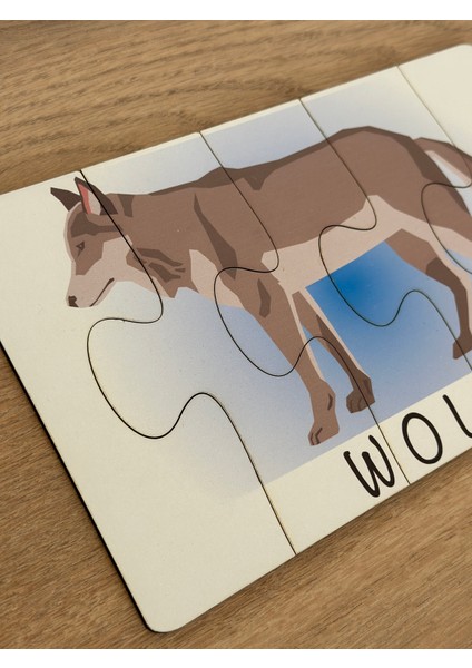 Ingilizce Hayvanlar Öğrenme Eşleme Puzzle Kartı, Puzzle Eğitici Oyuncak, Montessori Eğitim Oyuncak
