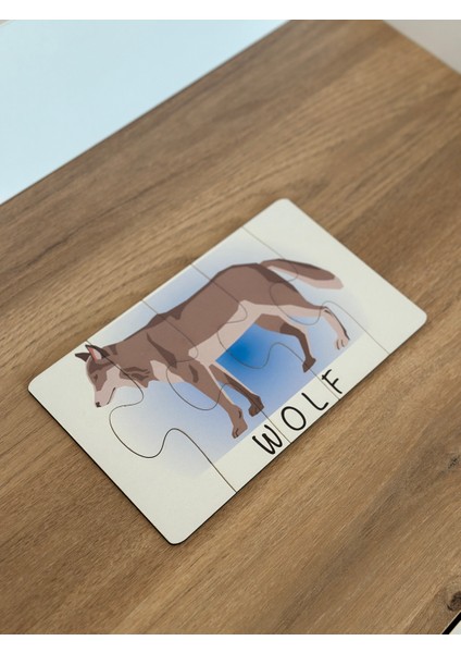 Ingilizce Hayvanlar Öğrenme Eşleme Puzzle Kartı, Puzzle Eğitici Oyuncak, Montessori Eğitim Oyuncak