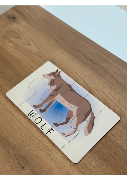 Ingilizce Hayvanlar Öğrenme Eşleme Puzzle Kartı, Puzzle Eğitici Oyuncak, Montessori Eğitim Oyuncak