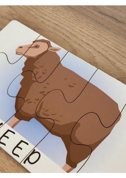 İngilizce Hayvanlar Öğrenme Eşleme Puzzle Kartı, Puzzle Eğitici Oyuncak, Montessori Eğitim Oyuncak