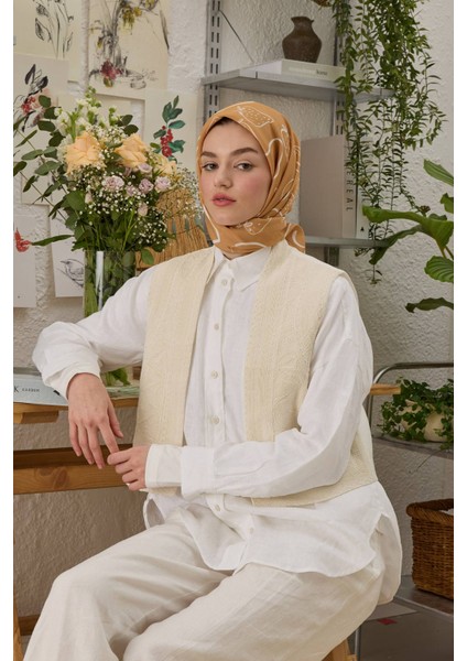 Eloıse Desen Pamuk Ipek Eşarp Şeftalı