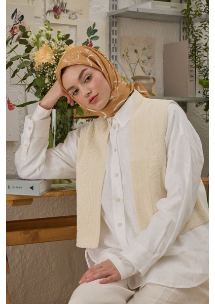 Eloıse Desen Pamuk Ipek Eşarp Şeftalı
