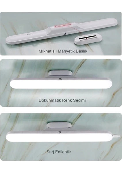 CT-5249 Şarjlı LED Işık USB Şarjlı Kablosuz Mıknatıslı LED Lamba 3 Farklı Işık Rengi