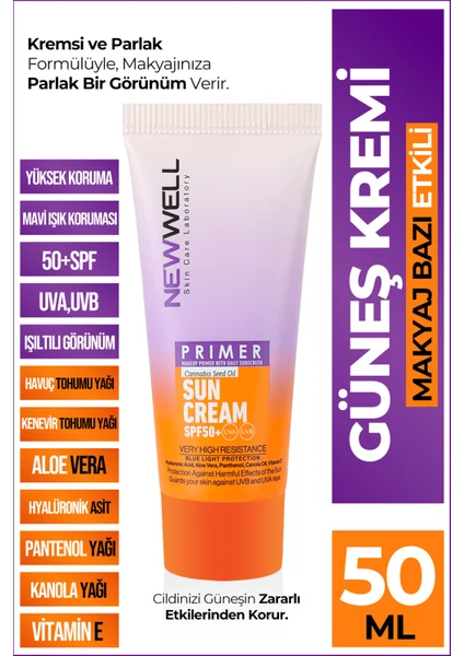 New Well Makyaj Bazı Güneş Kremi 50 Spf+ Aydınlatıcı Etkili Primer Sunscreen 50 Ml