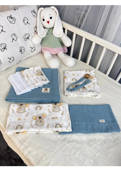 Mayu Baby Collection Yeni Doğan 2 Katlı Müslin Bebek Battaniyesi ve Kundak Seti, Bebek Hediyesi