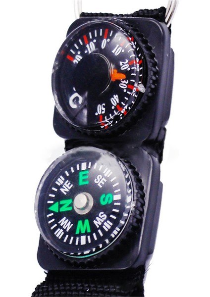 Siyah Stil 3 In 1 Çok Fonksiyonlu Pusula Termometre Metal Karabina Anahtarlık Kamp Hayatta Kalma Aracı Tırmanma Yürüyüş Açık Gadget (Yurt Dışından)