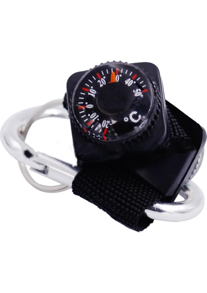 Siyah Stil 3 In 1 Çok Fonksiyonlu Pusula Termometre Metal Karabina Anahtarlık Kamp Hayatta Kalma Aracı Tırmanma Yürüyüş Açık Gadget (Yurt Dışından)