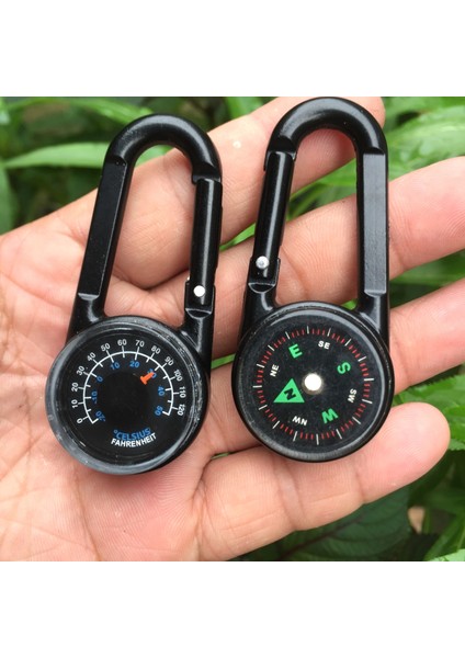 Siyah Stil Çinko Alaşımı Taşınabilir Hızlı Asılı Pusula, Açık Havada Kamp, Çift Taraflı Karabina, Termometreli Pusula (Yurt Dışından) fiyatları