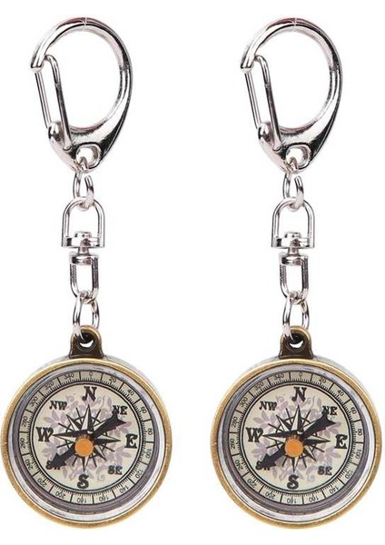 2 Adet Mini Pusula Vintage Taşınabilir Çinko Alaşımı Kompakt Cep Pusula Anahtarlık Açık Navigasyon Araçları Için 3.5x3.5x1.5cm Kamp (Yurt Dışından)