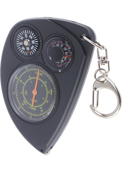 Siyah Stil Taşınabilir Açık Kilometre Sayacı Çok Fonksiyonlu Pusula Curvometer Uzaklık Ölçer Harita Kilometre Sayacı Termometre Anahtarlık (Yurt Dışından)