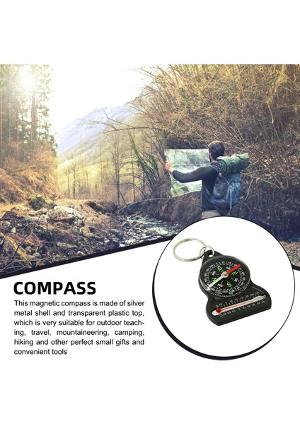 Siyah Stil Navigasyon Aracı Termometre Çok Fonksiyonlu Sıcaklık Ölçer Anahtarlık Yönlendirme Izle Açık Yürüyüş Seyahat (Yurt Dışından) fırsatları