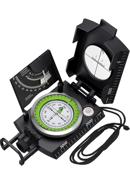 Siyah Stil Yürüyüş Için Inklinometre Darbeye Dayanıklı ve Su Geçirmez Pusula ile Çok Fonksiyonlu Askeri Metal Nişan Navigasyon Pusulası (Yurt Dışından)
