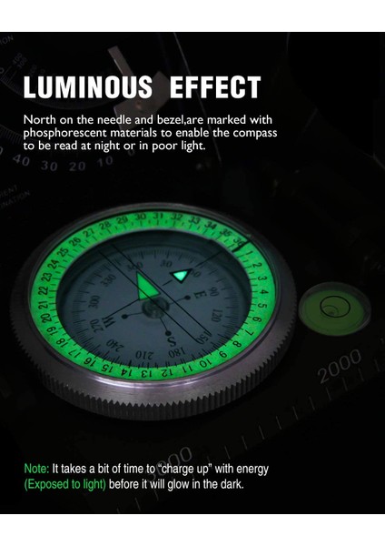 Siyah Stil Yürüyüş Için Inklinometre Darbeye Dayanıklı ve Su Geçirmez Pusula ile Çok Fonksiyonlu Askeri Metal Nişan Navigasyon Pusulası (Yurt Dışından) fırsatları