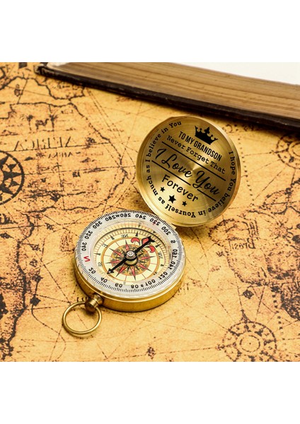 ZNZ4106 Tarzı Torun Için Özelleştirilmiş Gravür Pusula Kişiselleştirilmiş Noel Hediyeleri Navigator Fonksiyonel Pusula (Yurt Dışından)